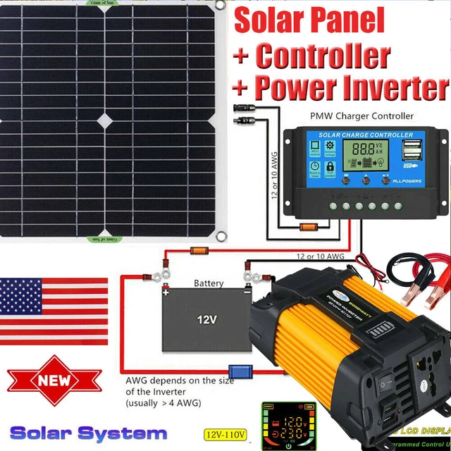 4000W Power Inverters Solar Panel Battery Charger Car RV Marine Boat Caravan HO