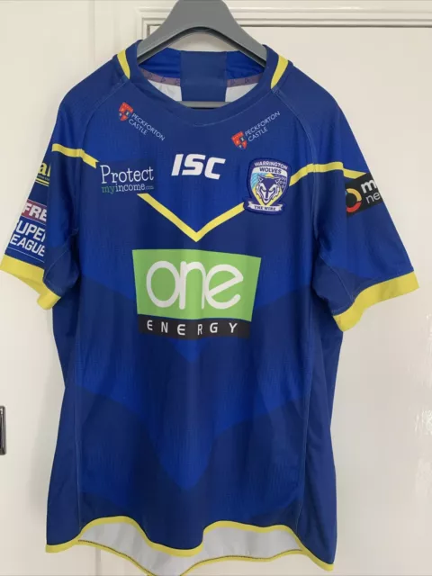 WARRINGTON WOLVES THE WIRE ISC RUGBY LEAGUE SHIRT JERSEY - Large