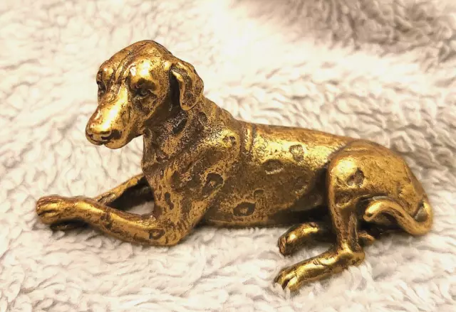 Dalmatian Dog Ornament Vintage Retro Disney 101 Figurine  Gold Lustre Antique US