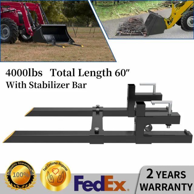 60" 4000lbs Clamp-on Pallet Forks 60inch For Skid Steer Loader Bucket Tractor