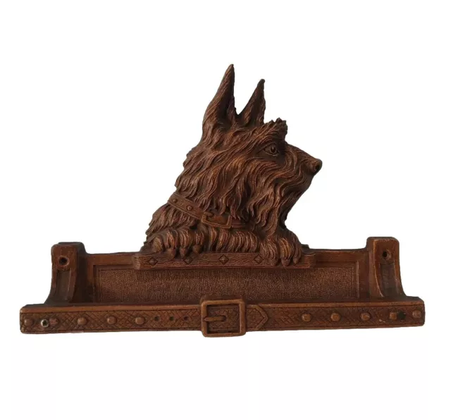 Vintage Syroco Wood Scottie Dog Tie Rack Scottish Terrier Towel Rod 10.5" X 7.5"