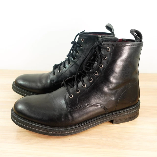 WALK LONDON SHOES Mens 11 Boots Wolf Lace Up Combat Zipper Black