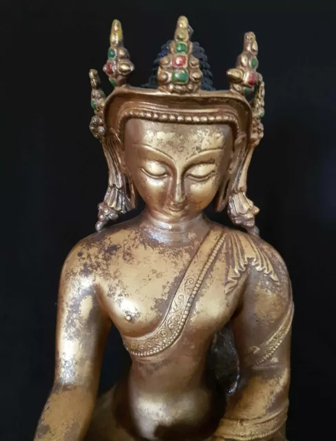 Sehr schöner gekrönter Buddha, Tibet Lackvergoldung (43 cm) aus meiner Sammlung 3