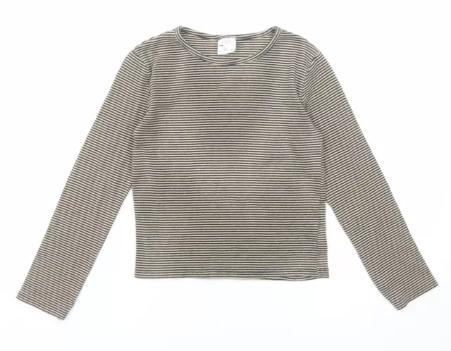 T-shirt pullover beige a righe cotone Zara taglia 10 anni collo in barca pullove