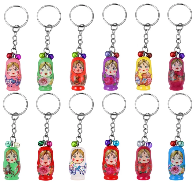 STOBOK Matryoshka Russian Dolls Key Chains,Wooden Russian Nesting Dolls