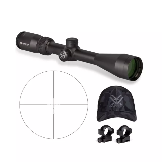 Vortex Crossfire II 4-12x44 Riflescope with 1 In Scope Rings and Hat