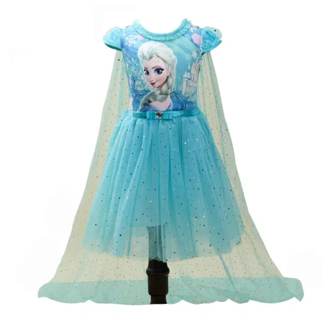 Costume Fantasia Principessa Congelato Compleanno Ragazze Festa Cosplay Elsa Anna Abito Regalo 9