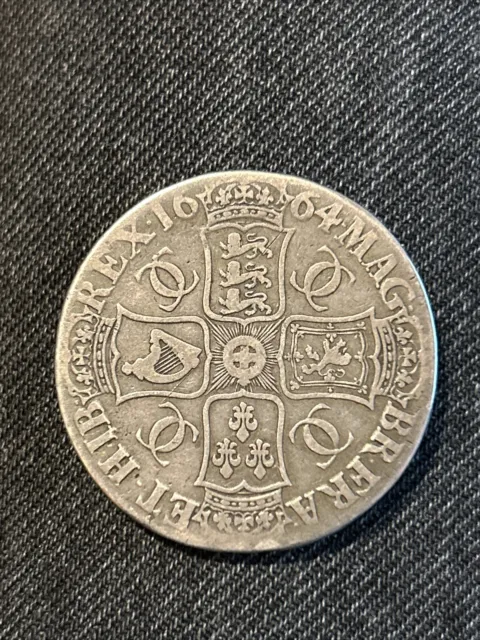 1664 Silver CROWN Coin King Charles II (1660-1685) (16724)