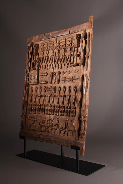 12607 Dogon Kornkammertür Mali With Metal Stand 3