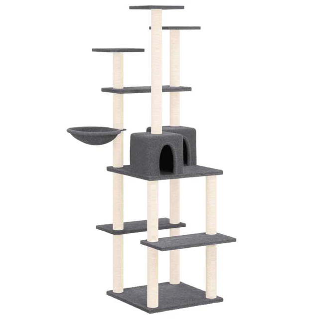 Arbre à chat avec griffoirs en sisal Gris foncé 167 cm 2