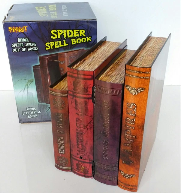 Halloween Animated Prop Spider Spell Book Motion Activated SPIRIT Sound Light