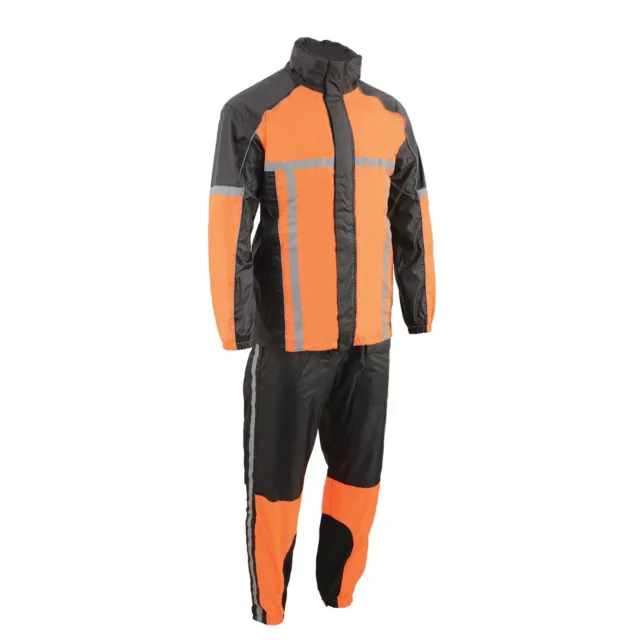 Milwaukee Leather MPM9510 Men's Orange Water-Resistant Rain Suit  Hi Vis Reflect