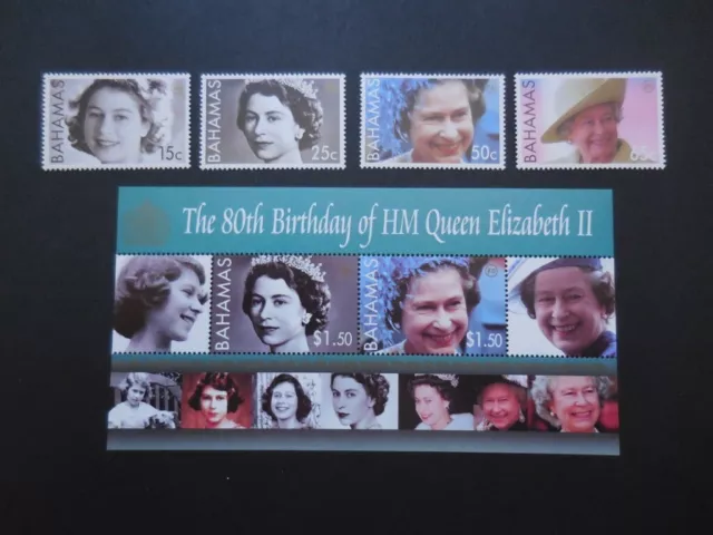 Bahamas QEII 80th Birthday minisheet and mint stamps  (lot 311)