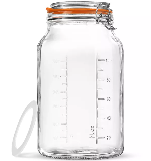 Super Wide Mouth Glass Storage Jar with Airtight Lids, 1 Gallon Large Mason