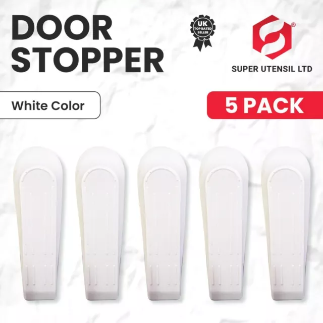 5X Large White Door Stop Stops Stoppers Wedge Wedges Jam Catcher Heavy Duty New