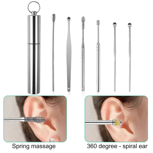 T0# 6pcs/set Stainless Steel Earpick Wax Remover Ear Wax Pickers Ear Pick Clean