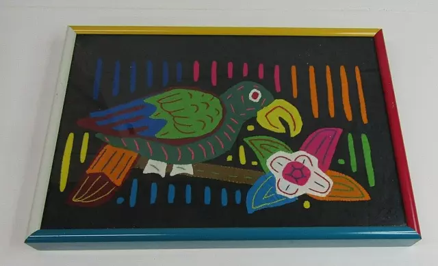 Kuna Indian Hand Sewn Bird Parrot Mola Art San Blas 11 1/4" X 7 3/4"
