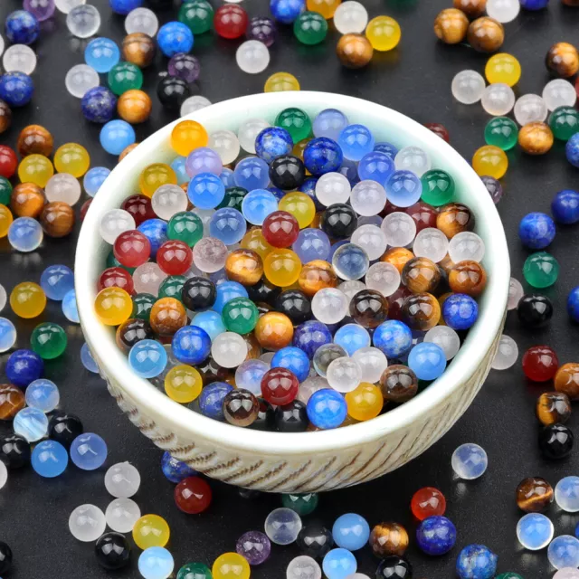100pcs 4mm Mixed Natural Stone Assorted Round Ball Shape No Hole Beads Wholesale