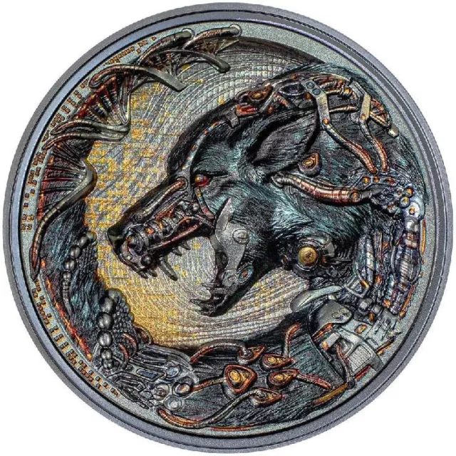 DOG CYBORG REVOLUTION  2023 55 mm 3 oz Pure Silver  Coin    Palau