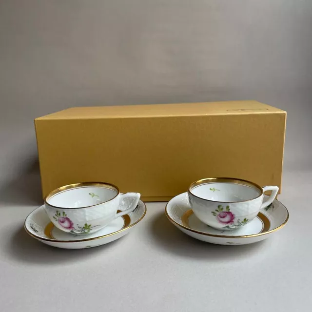 Herend Vienna Rose Gold Cup Saucer C&S Set of 2 Coffee Cups Tea Cups From Japan