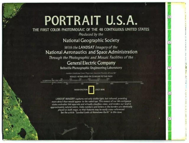 ⫸ 1976-7 July Portrait USA National Geographic Map Photomosaic 48 States - A1