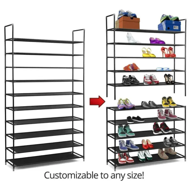 10 Tier 50 Pairs Storage Shoes Organizer Portable with Non woven Fabric Cover