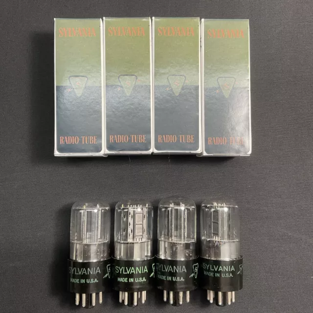 QUAD NOS MATCHED SYLVANIA 6SN7GT  Audio VACUUM TUBES Flat Plate Foil D K.10293.C