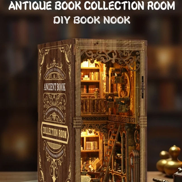 ANTIQUE BOOK COLLECTION Room DIY Bausatz Book Nook 3D Holzpuzzle LED ...