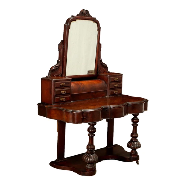 Toilette Antica Olanda fine '800 Legno Specchio Psiche Mensole Intagliate
