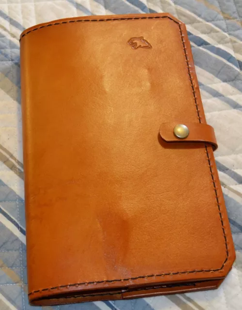 Leather A5 Journal Cover Two Pen Loops Two Business Card Pockets 100% Leather