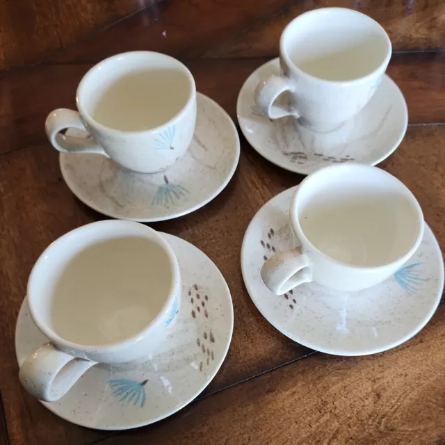 4 Bob White Red Wing Cups and Saucers