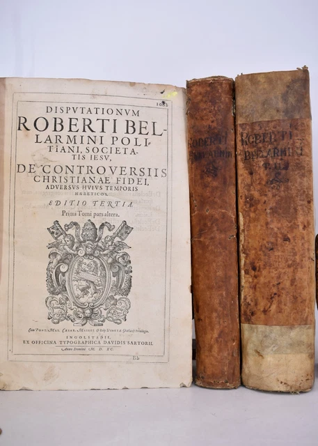 Bellarmino: DE CONTROVERSIIS CHRISTIANAE FIDEI 3 volumi Folio Pergamena TEOLOGIA