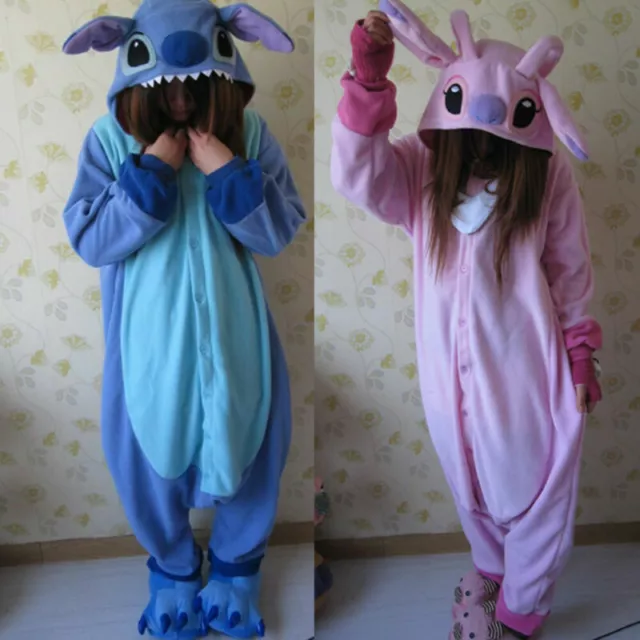 Erwachsene Tier Kigurumi Pyjamas Kostüm Cosplay Blue Stitch Engel Lilo DE COS