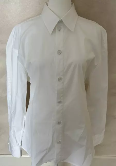 BOTTEGA VENETA Women's Longline White Button Down Blouse, Size 46
