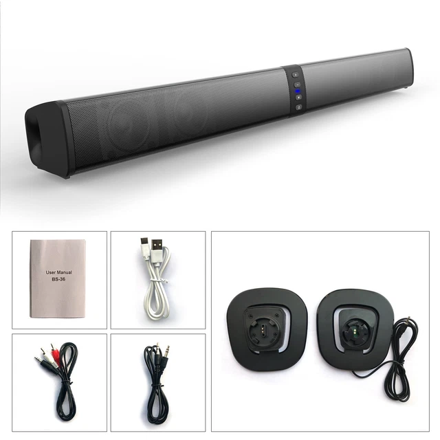 PORTABLE SURROUND SOUND Bar Wireless Subwoofer 2 Speaker System TV Home ...