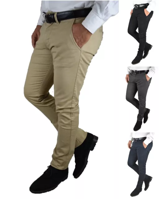 Pantaloni da uomo Slim fit Elasticizzati Eleganti Chino Cotone Caldo Invernali
