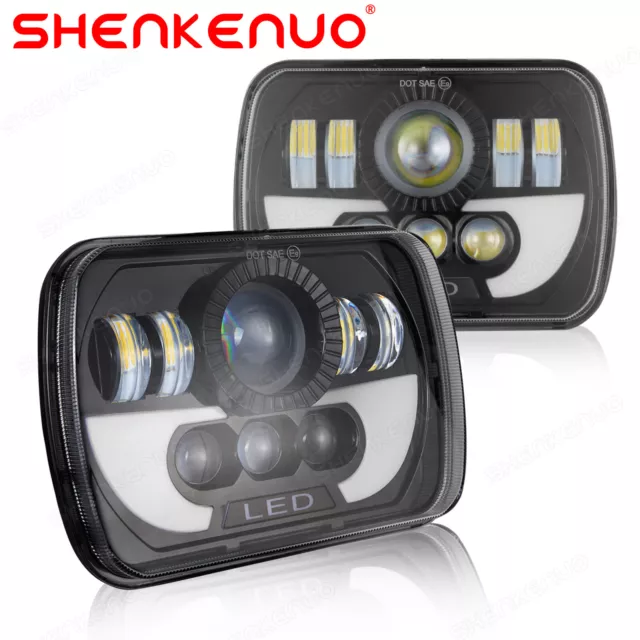 Pair 7X6" LED Headlights Hi/Lo Beam For Chevy Express Cargo Van 1500 2500 3500