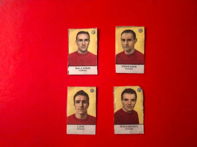 4 FIGURINE CARTONATE Calciatori Edizione Nannina 194748 Grande Torino