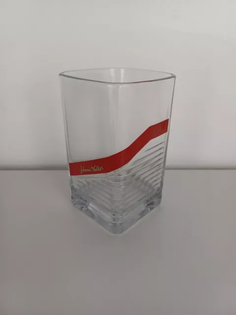 Johnnie Walker Square Whiskey Glass Tumbler Red Stripe