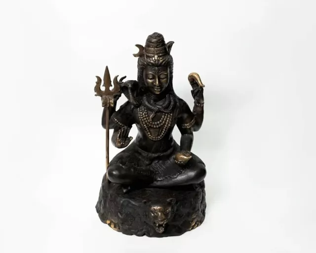 Lord Shiva Bronze Statue, 12" Yoga Figurine, Meditation, Hindu God, Dad Gift