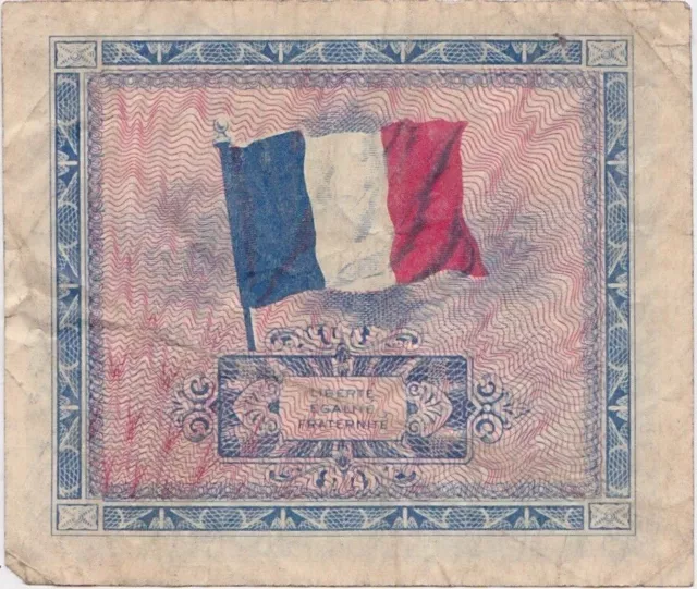 France  2  Francs  Series of 1944  WW II Issue  Circulated Banknote LAE