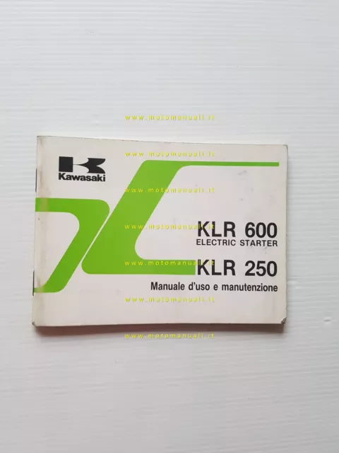 Kawasaki KLR 600 Electric Starter - KLR 250 1985 manuale uso ITALIANO originale
