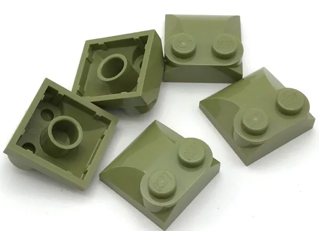 Lego 5 New Olive Green Bricks Modified 2 x 2 x 2/3 Two Studs Curved Slope End