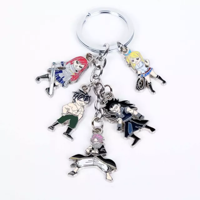 Schlüsselanhänger mit 5 Chibi Figuren Anime für Fairy Tail Fans