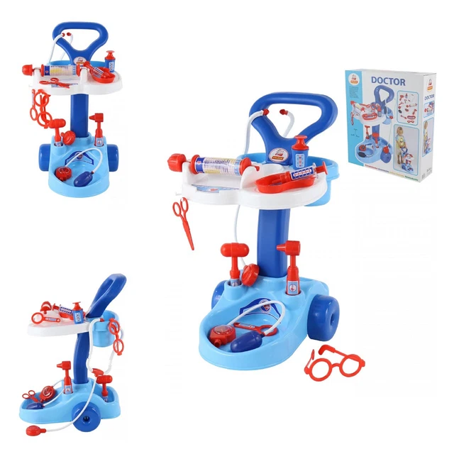 Polesie Kinder Arzt-Set mit Wagen 36582 viel Zubehör Stethoskop Spritze Lupe uvm