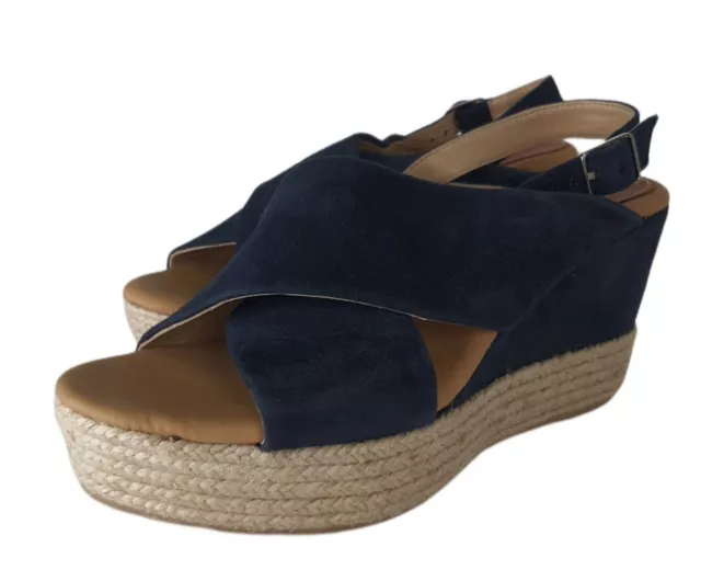 MATT BERNSON Women's Blue Capri Wedge Sandals #MB1704 11 NWB