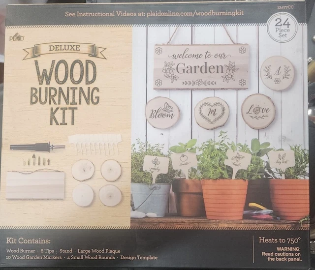 NUEVO Kit de Quemadura de Madera de Lujo 24 Piezas TODO LO QUE NECESITAS Jardín a Cuadros