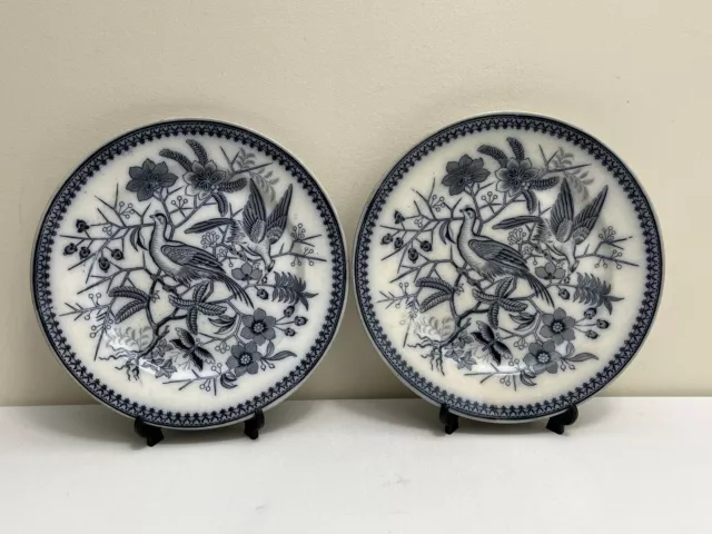 🔵⚪🔵 Two VTG Villeroy & Boch Mettlach Blue Fasan 9 1/2" Dinner Plates