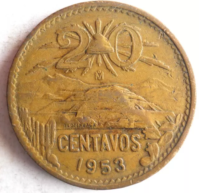 1953 MEXICO 20 CENTAVOS - Excellent Coin - FREE SHIP - Bin #408