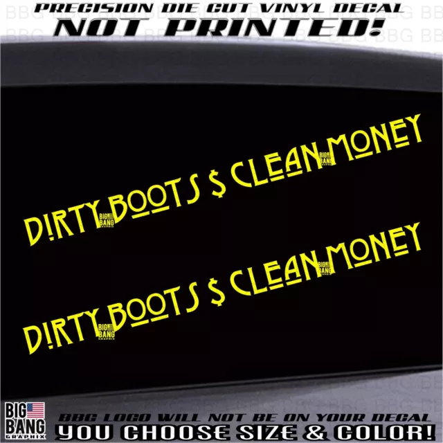 Dirty Boots Honest Money (2) Vinyl Decal Sticker SET Arts & Crafts Antique Font